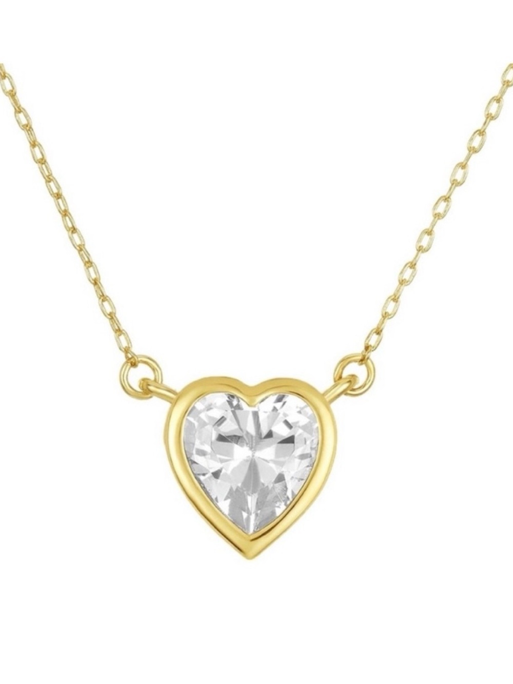 Melinda Maria Gold Heart Necklace with Clear Crystal - Picture 1 of 5